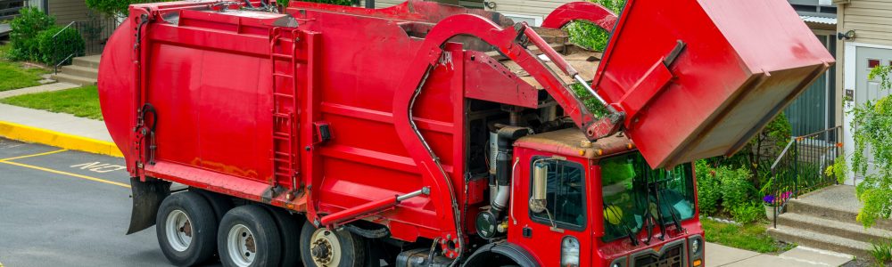 red garbage truck